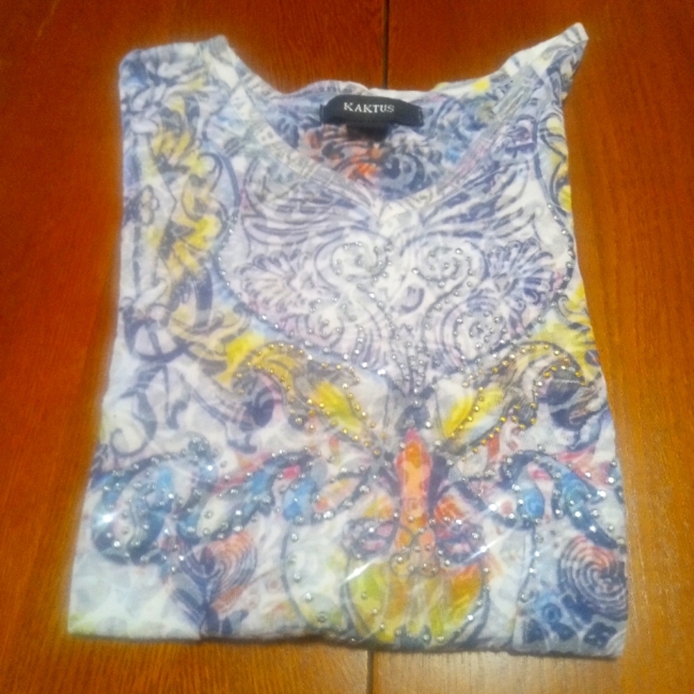Bling Burnout V Neck Top
